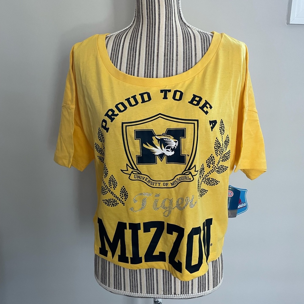 Mizzou Tigers Rhinestone Crop T-Shirt